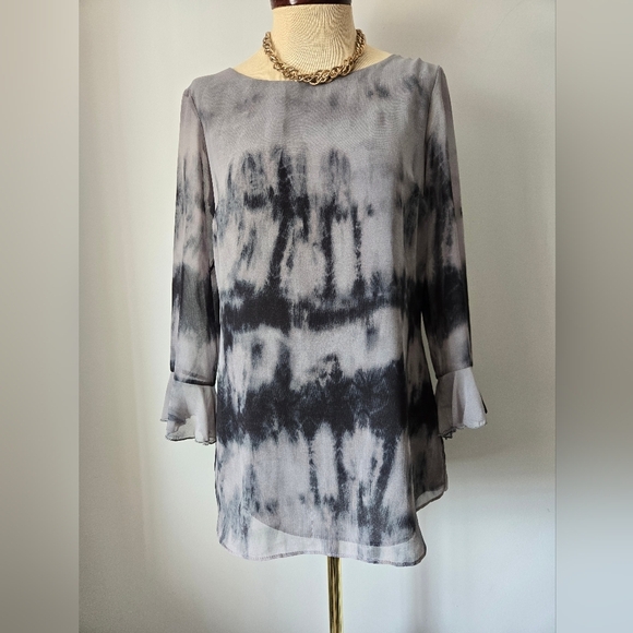 IRIS SETLAKWE Light Grey And Navy Tie Dye Delicate Blouse. Size 2 - Picture 3 of 13